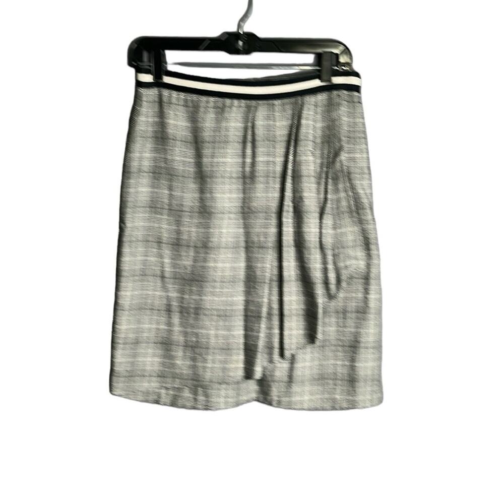 Slate & Willow Black Gray Plaid Drape Front Skirt Side Zipper 6